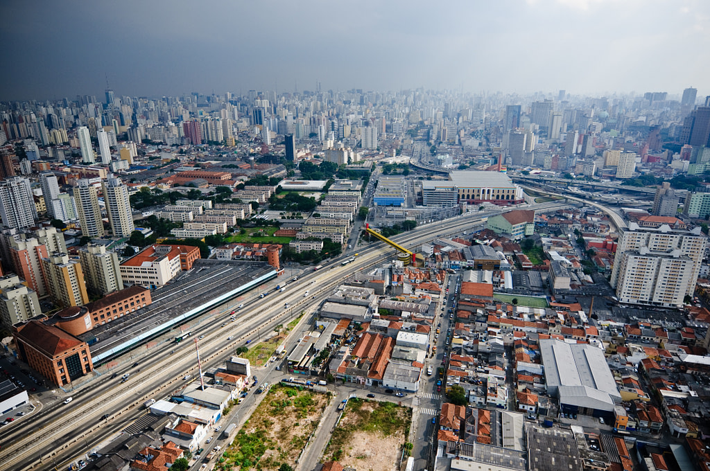 Aerial view of downtown São Paulo skyline - Brazil, 2008.