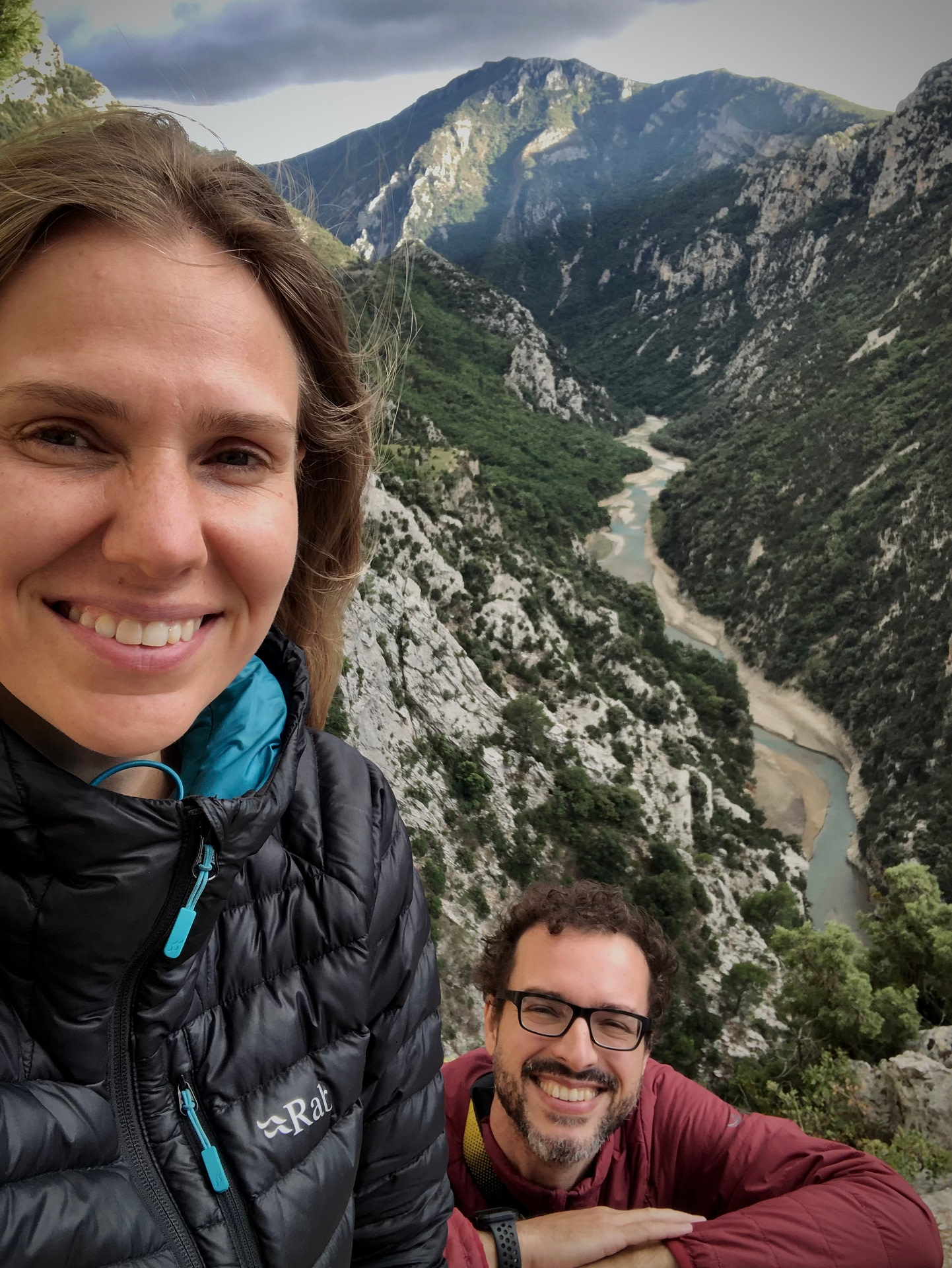 Maxine and Theo overlooking the Verdon Gorge in France
